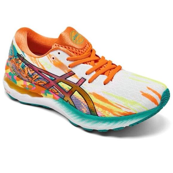 ASICS GEL-Nimbus 23 Women’s Running Shoes White Orange Teal Size 8 Cushion - Picture 2 of 14